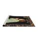 Sideview of Machine Washable Traditional Brass Green Rug, wshtr4728