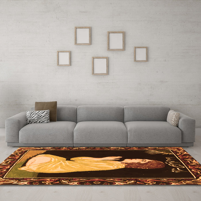 Machine Washable Persian Orange Traditional Area Rugs in a Living Room, wshtr4728org