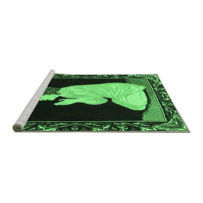 Sideview of Machine Washable Persian Emerald Green Traditional Area Rugs, wshtr4728emgrn