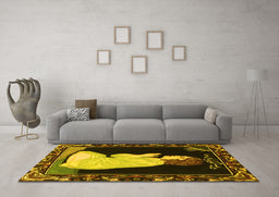 Machine Washable Persian Yellow Traditional Rug in a Living Room, wshtr4728yw