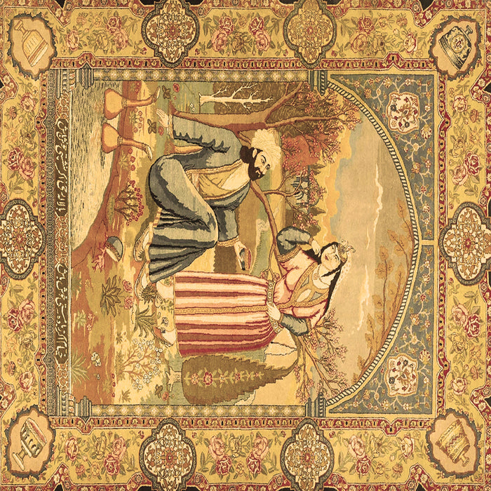 Square Persian Brown Traditional Rug, tr4729brn