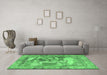 Machine Washable Persian Emerald Green Traditional Area Rugs in a Living Room,, wshtr4729emgrn