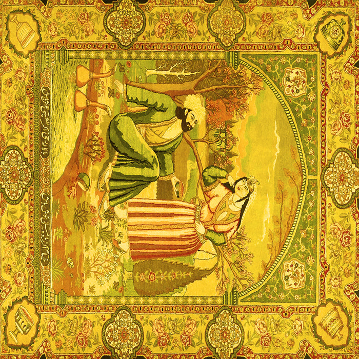 Square Persian Yellow Traditional Rug, tr4729yw