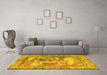 Machine Washable Persian Yellow Traditional Rug in a Living Room, wshtr4729yw