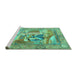 Sideview of Machine Washable Persian Turquoise Traditional Area Rugs, wshtr4729turq