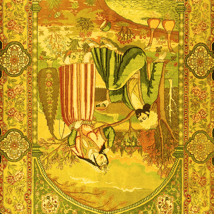 Machine Washable Persian Yellow Traditional Rug, wshtr4729yw