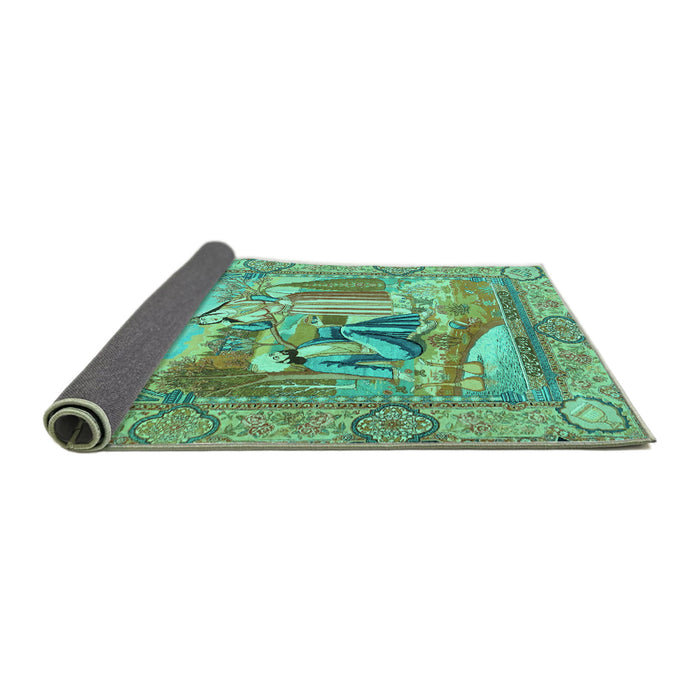 Sideview of Persian Turquoise Traditional Rug, tr4729turq