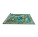 Sideview of Machine Washable Persian Light Blue Traditional Rug, wshtr4729lblu