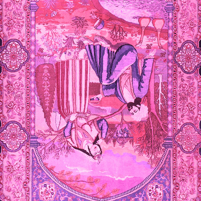 Machine Washable Persian Pink Traditional Rug, wshtr4729pnk