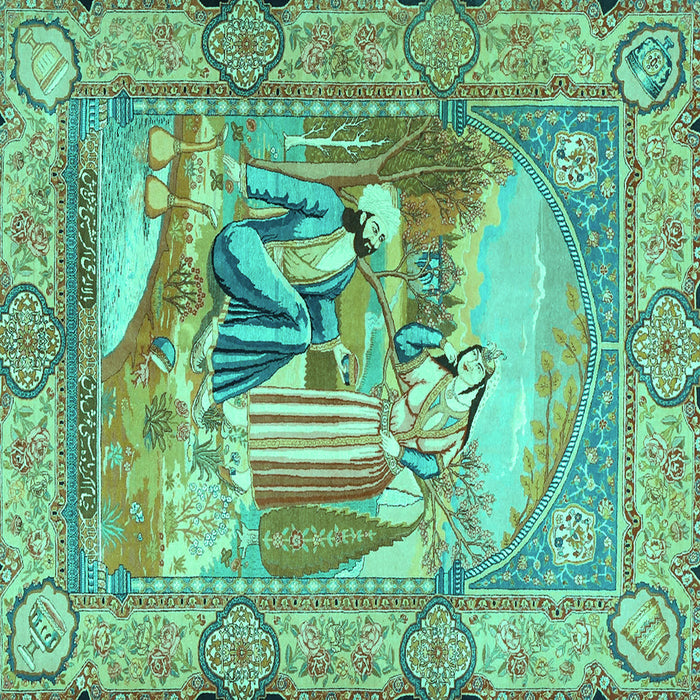 Square Persian Turquoise Traditional Rug, tr4729turq