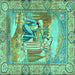 Square Persian Turquoise Traditional Rug, tr4729turq