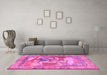 Machine Washable Persian Pink Traditional Rug in a Living Room, wshtr4729pnk