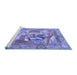 Sideview of Machine Washable Persian Blue Traditional Rug, wshtr4729blu