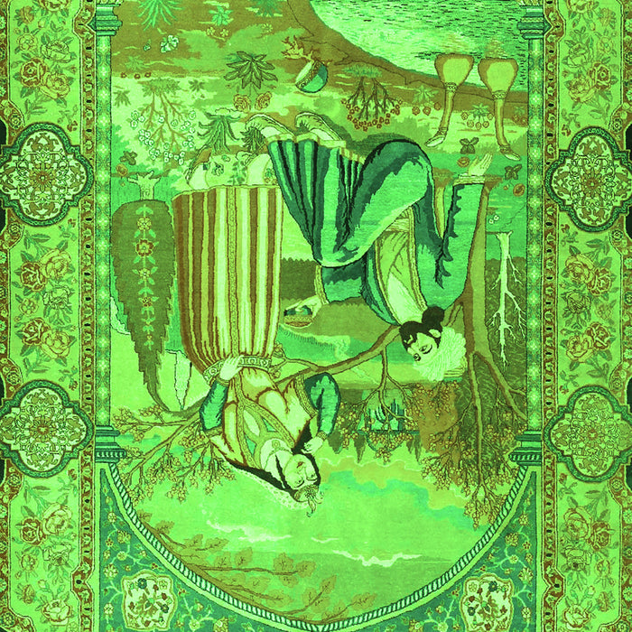 Serging Thickness of Machine Washable Persian Green Traditional Area Rugs, wshtr4729grn