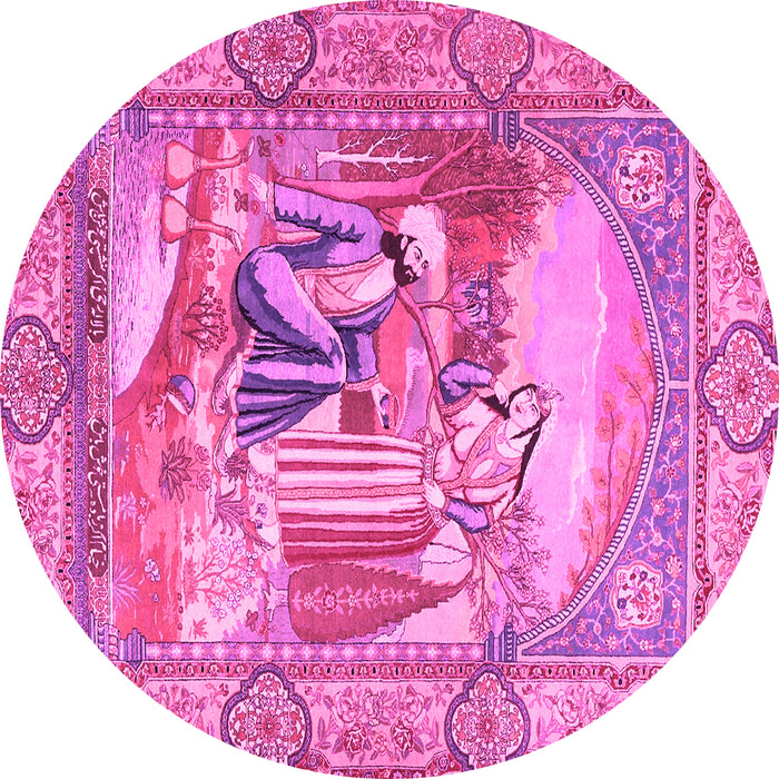 Round Persian Pink Traditional Rug, tr4729pnk