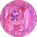 Round Persian Pink Traditional Rug, tr4729pnk