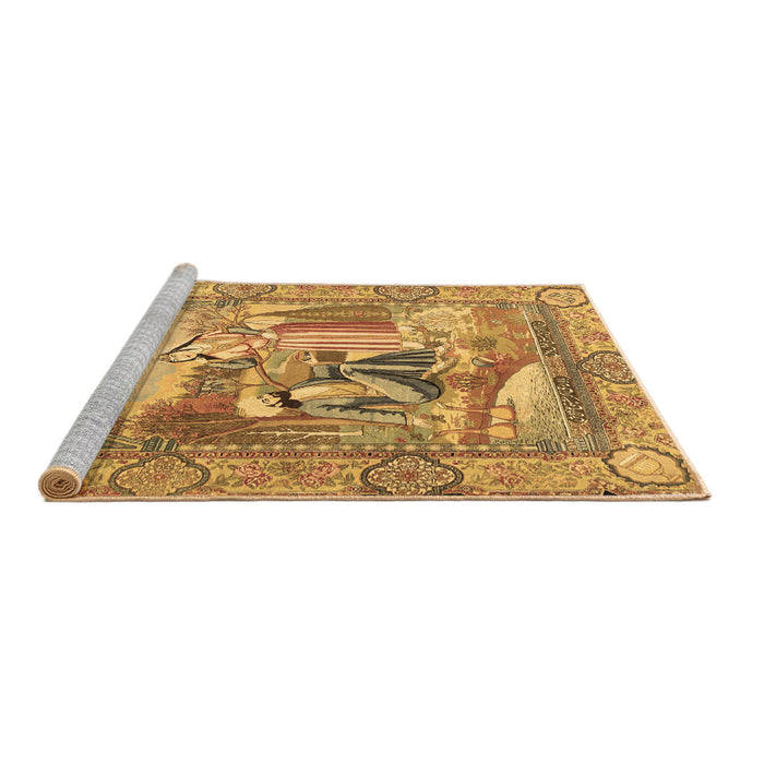 Sideview of Machine Washable Persian Brown Traditional Rug, wshtr4729brn