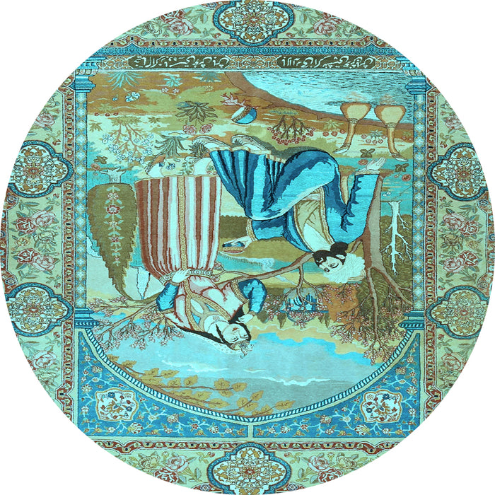Round Persian Light Blue Traditional Rug, tr4729lblu