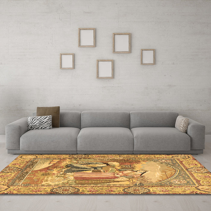 Machine Washable Persian Brown Traditional Rug in a Living Room,, wshtr4729brn