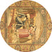 Round Persian Brown Traditional Rug, tr4729brn