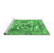 Sideview of Machine Washable Persian Emerald Green Traditional Area Rugs, wshtr4729emgrn