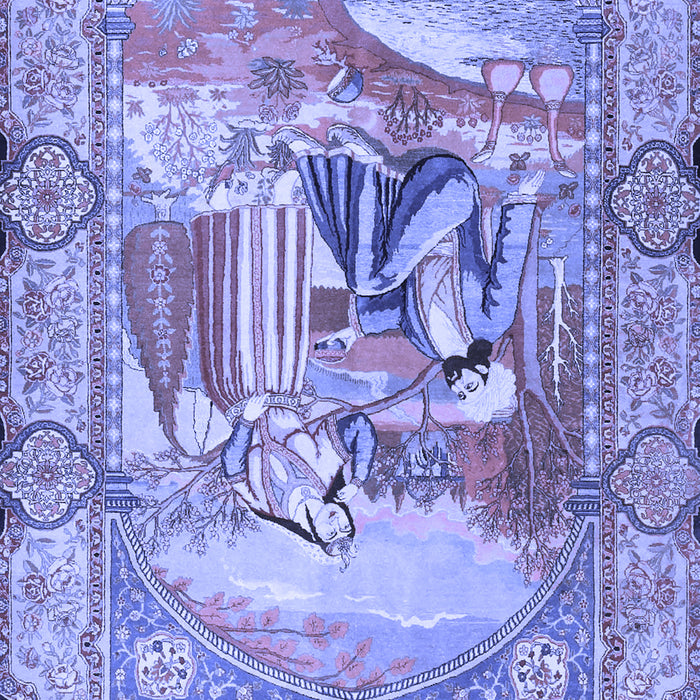 Machine Washable Persian Blue Traditional Rug, wshtr4729blu