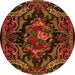 Machine Washable Medallion Orange French Area Rugs, wshtr472org