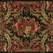 Square Machine Washable Medallion Brown French Rug, wshtr472brn