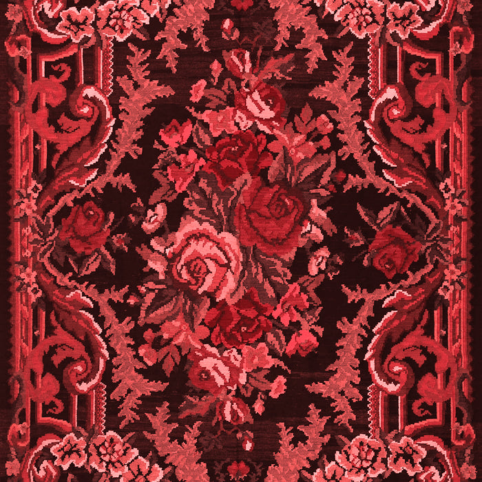 Machine Washable Medallion Red French Rug, wshtr472red