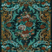 Square Medallion Light Blue French Rug, tr472lblu