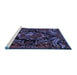 Sideview of Machine Washable Medallion Blue French Rug, wshtr472blu