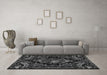 Machine Washable Medallion Gray French Rug in a Living Room,, wshtr472gry