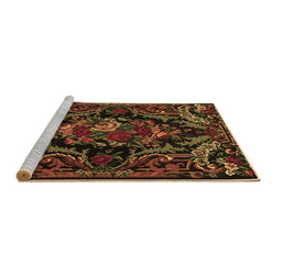 Sideview of Machine Washable Medallion Brown French Rug, wshtr472brn