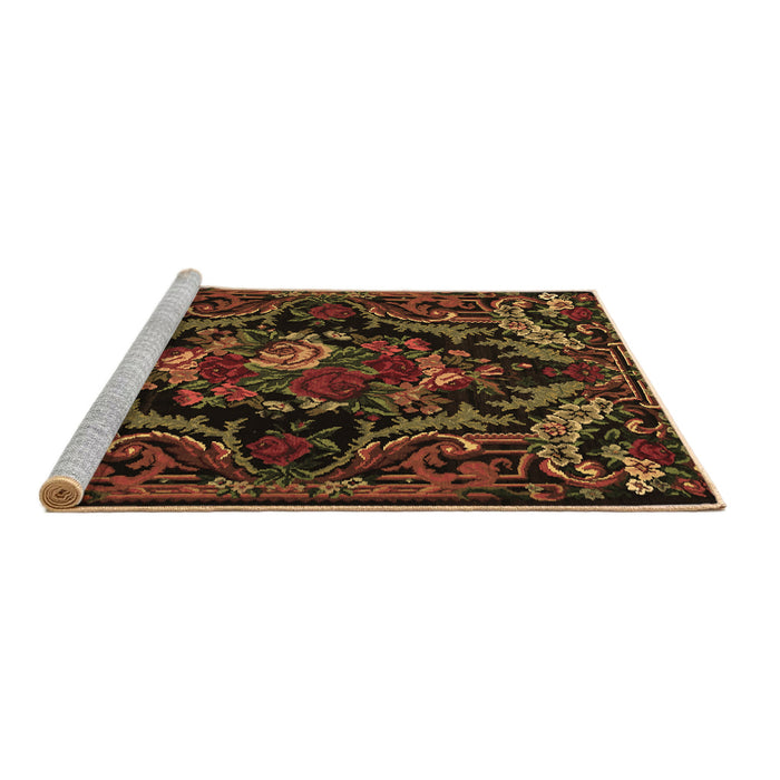 Sideview of Machine Washable Medallion Brown French Rug, wshtr472brn