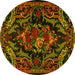 Round Medallion Yellow French Rug, tr472yw