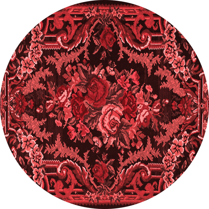 Machine Washable Medallion Red French Rug, wshtr472red