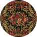 Round Medallion Brown French Rug, tr472brn