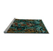 Sideview of Machine Washable Medallion Light Blue French Rug, wshtr472lblu