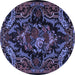 Round Machine Washable Medallion Blue French Rug, wshtr472blu