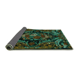 Sideview of Medallion Turquoise French Rug, tr472turq