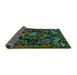 Sideview of Medallion Turquoise French Rug, tr472turq