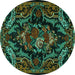 Round Medallion Turquoise French Rug, tr472turq