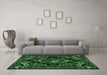 Machine Washable Medallion Emerald Green French Area Rugs in a Living Room,, wshtr472emgrn