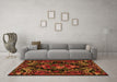 Machine Washable Medallion Orange French Area Rugs in a Living Room, wshtr472org