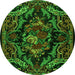 Machine Washable Medallion Green French Area Rugs, wshtr472grn