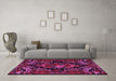 Machine Washable Medallion Pink French Rug in a Living Room, wshtr472pnk