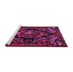 Sideview of Machine Washable Medallion Pink French Rug, wshtr472pnk