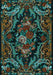 Machine Washable Medallion Light Blue French Rug, wshtr472lblu