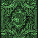 Square Machine Washable Medallion Emerald Green French Area Rugs, wshtr472emgrn