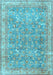 Machine Washable Persian Light Blue Traditional Rug, wshtr4730lblu